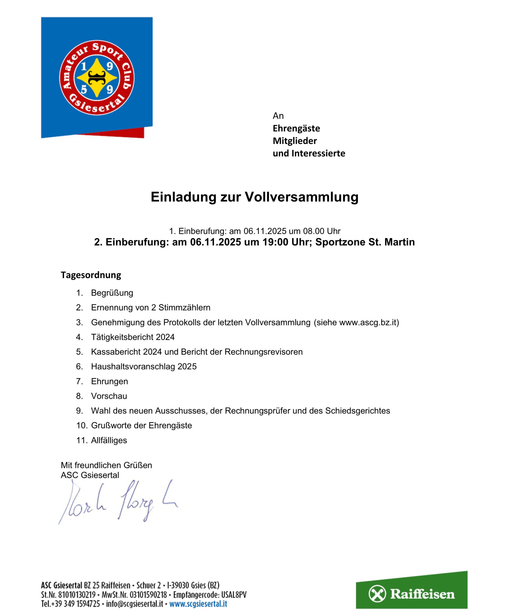 Jahreshauptversammlung 2024